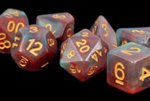 MDG_16mm_Resin_Polyhedral_Dice_Set_Red_Pearl_Swirl