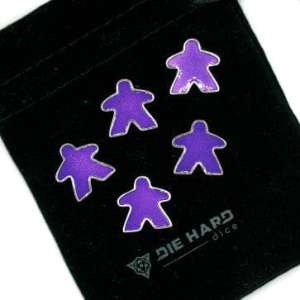 Metal Meeples: Platinum Amethyst Set of 5 with bag