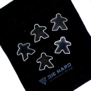 Metal Meeples: Platinum Onyx Set of 5 with bag