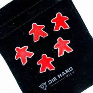 Metal Meeples: Platinum Ruby Set of 5 with bag