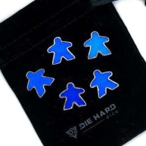 Metal Meeples: Platinum Sapphire Set of 5 with bag