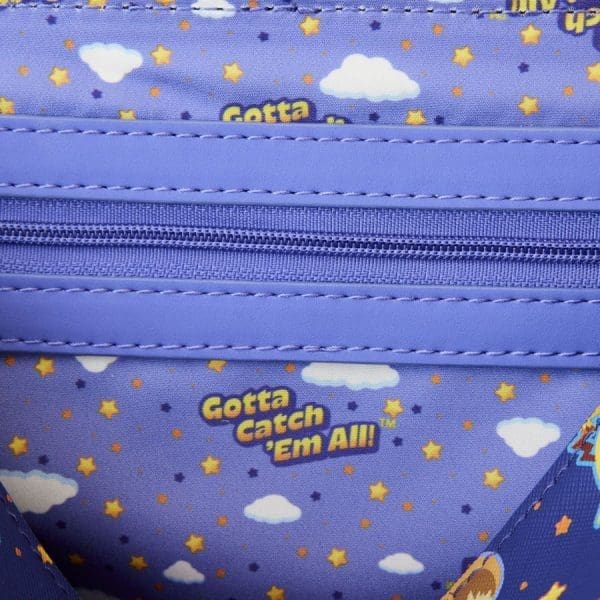 A crossbody bag featuring sleeping Pikachu and friends from Pokémon.