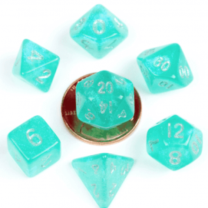 MDG 10mm Mini Polyhedral Dice Set: Stardust Turquoise