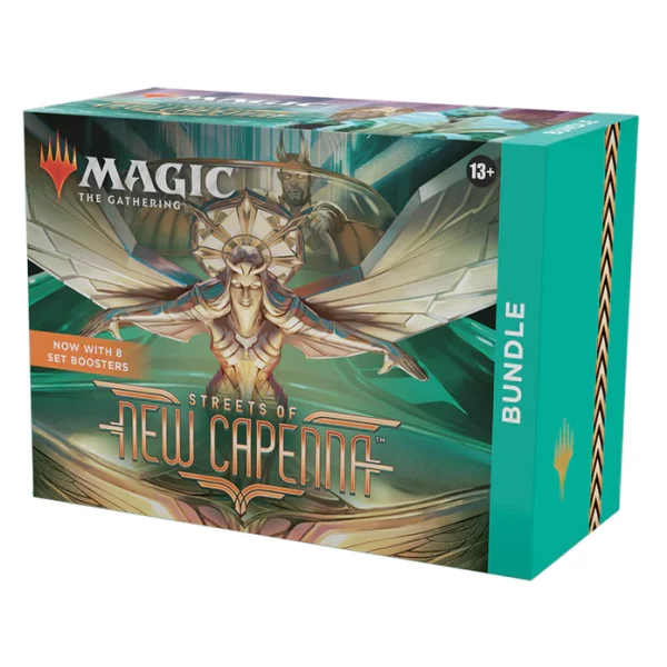 Magic: The Gathering Streets of New Capenna Bundle box showcasing the newest MTG set