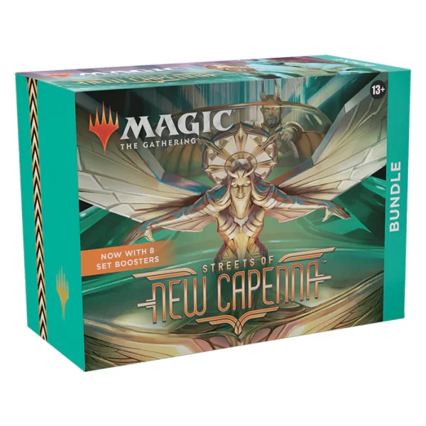 Magic: The Gathering Streets of New Capenna Bundle box showcasing the newest MTG set