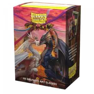 Box of 100 Dragon Shield Sleeves with Brushed Art featuring Valentine Dragons for 2023.