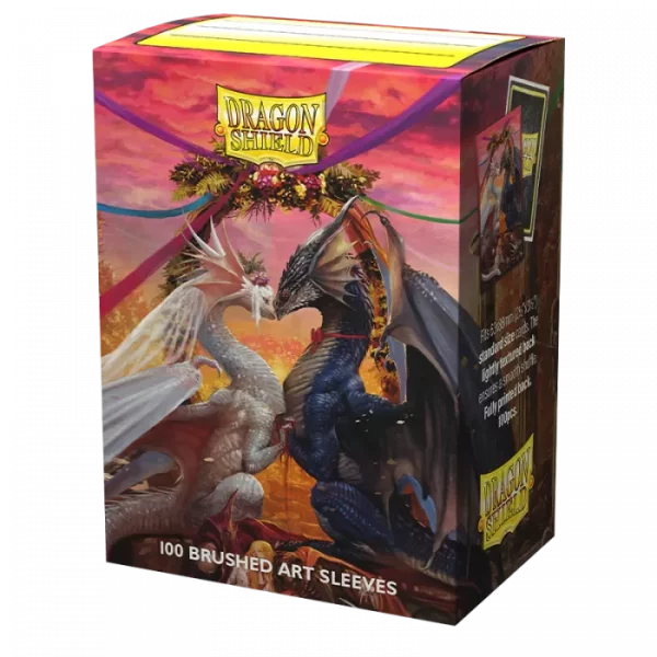 Box of 100 Dragon Shield Sleeves with Brushed Art featuring Valentine Dragons for 2023.