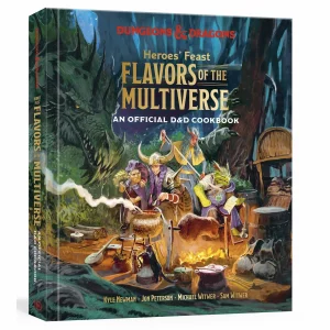 Cover of 'D&D Heroes' Feast Flavors of the Multiverse Cookbook', featuring a range of fantasy-themed recipes inspired by the D&D universe.