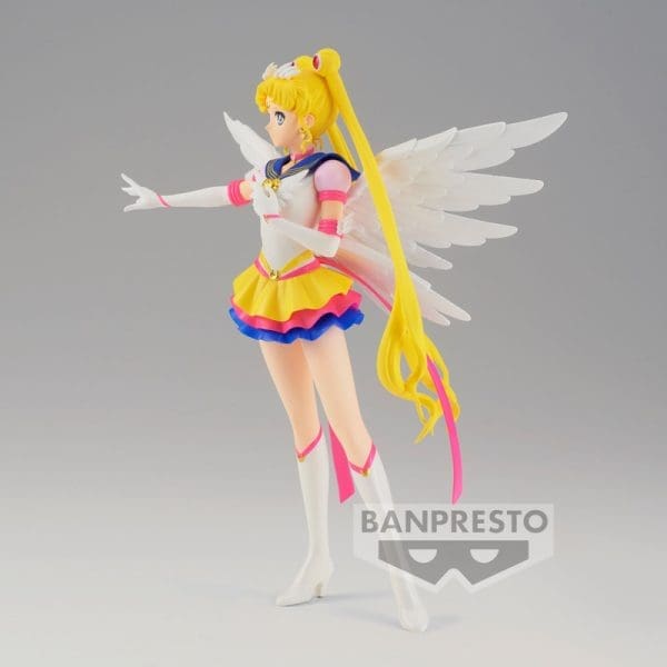 Glitter & Glamours figure of Eternal Sailor Moon from 'Pretty Guardian Sailor Moon Cosmos The Movie,' adorned in her iconic costume with celestial detailing.