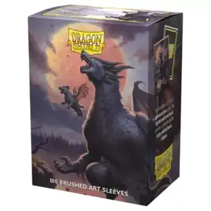 Box of 100 Dragon Shield Brushed Art card sleeves featuring a unique Halloween 2023 design, perfect for thematic card gaming.