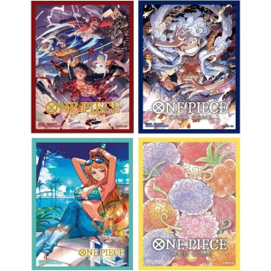 One Piece Card Game Official Sleeves Display Set 4, featuring vibrant artwork from the beloved anime series.