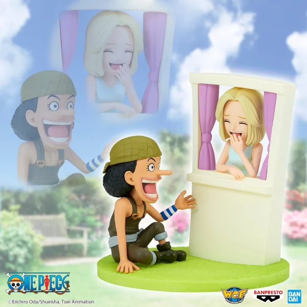 One Piece World Collectable Figure Log Stories featuring Usopp & Kaya, capturing a memorable scene from the series.