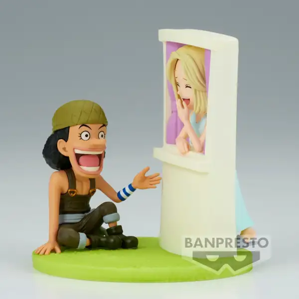 One Piece World Collectable Figure Log Stories featuring Usopp & Kaya, capturing a memorable scene from the series.
