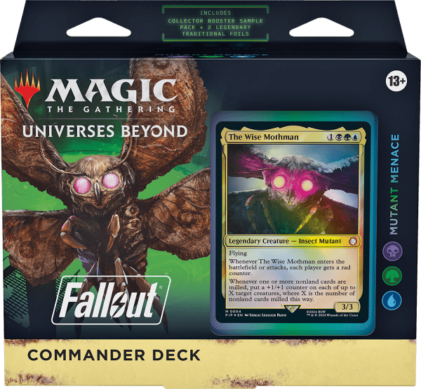 MAGIC: THE GATHERING – FALLOUT COMMANDER DECKS, featuring unique crossover artwork and themes from the Fallout universe.