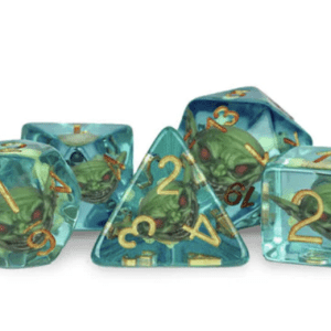 MDG Pathfinder Goblin Dice Set, showcasing vibrant, themed dice perfect for RPG adventures