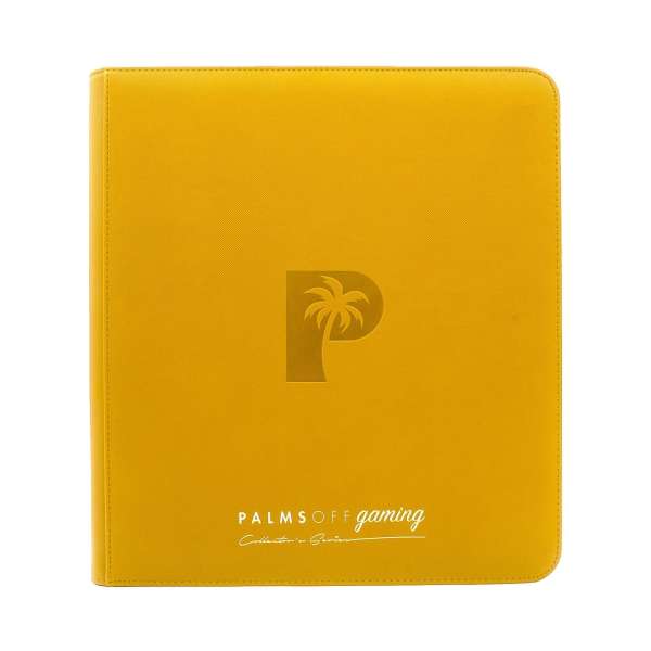 Collector's Series 12 Pocket Zip Trading Card Binder in bright yellow, offering optimal organization and protection for your trading cards.