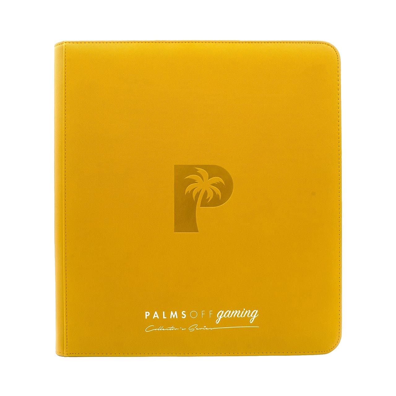 Collector's Series 12 Pocket Zip Trading Card Binder in bright yellow, offering optimal organization and protection for your trading cards.