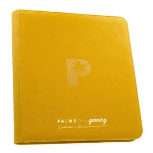 Collector's Series 12 Pocket Zip Trading Card Binder in bright yellow, offering optimal organization and protection for your trading cards.