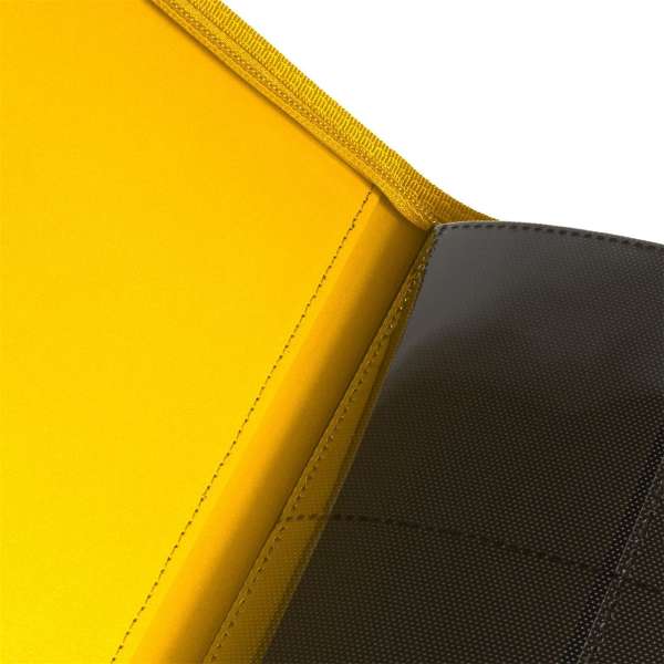 Collector's Series 12 Pocket Zip Trading Card Binder in bright yellow, offering optimal organization and protection for your trading cards.