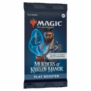 Magic Murders at Karlov Manor Play Booster Display, containing a selection of booster packs for Magic: The Gathering gameplay.