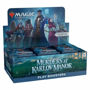 Magic Murders at Karlov Manor Play Booster Display, containing a selection of booster packs for Magic: The Gathering gameplay.