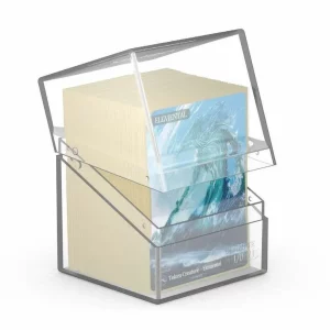 Ultimate Guard Boulder Deck Case 100+ Standard Size in Clear, a sturdy and transparent deck box for card storage.