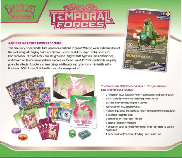 Scarlet & Violet 5 Temporal Forces Elite Trainer Box with Exclusive Pokémon TCG Accessoriesx