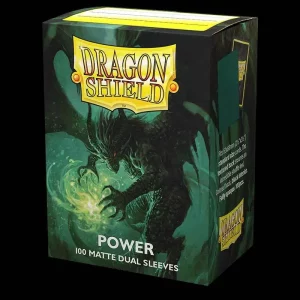 Box of 100 Standard Size Dual Matte Dragon Shield Metallic Green Sleeves