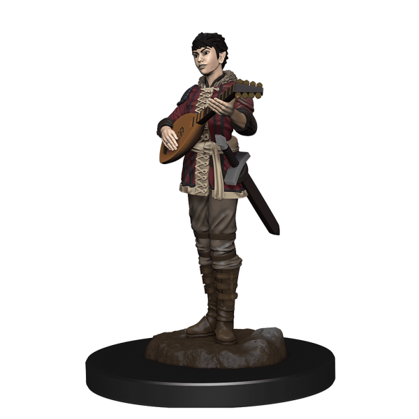 Premium Painted Half-Elf Bard Female Figure playing the lute