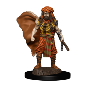 Premium Painted Human Druid Male Figure holding a staff in a natural setting