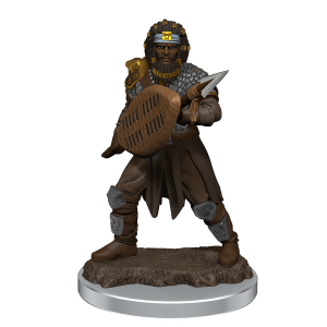 Premium Painted Human Fighter Male Figure in battle stance with longsword
