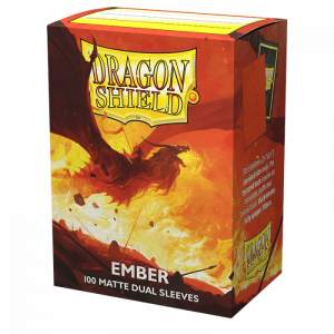 Dragon Shield Standard Size Dual Matte Ember card sleeves in a box of 100
