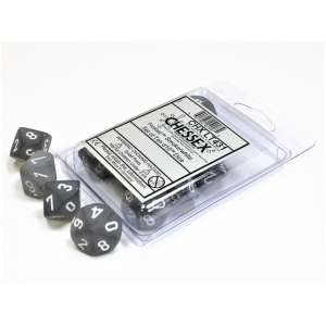 Frosted Smoke/White Set of Ten d10 Dice for RPG Gaming