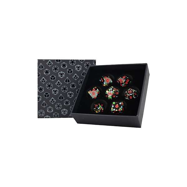 LPG Dice Set – Inscribed Hex Neon Polyhedral Dicev