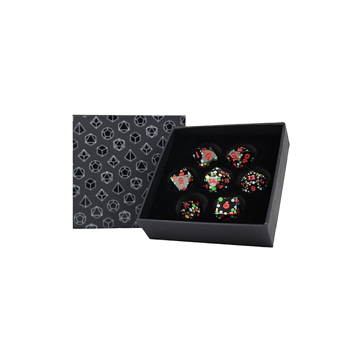 LPG Dice Set – Inscribed Hex Neon Polyhedral Dicev