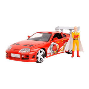 One Punch Man Saitama with 1995 Toyota Supra V2 – 1:24 Scale Diecast Collectible Car Set