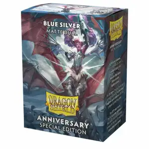 Dragon Shield Sleeves – Matte Dual Cobalt & Silver Anniversary Edition (100ct Box)