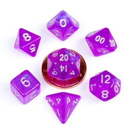 FanRoll Stardust Purple Acrylic Dice Set – 7 RPG Dice