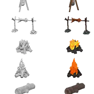 WizKids Deep Cuts Unpainted Miniatures Camp Fire & Sitting Log