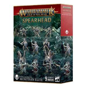 Warhammer Age of Sigmar Spearhead Ossiarch Bonereapers Mortisan Elite starter set box contents