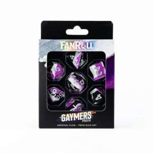 FanRoll Pride Sharp-Edge Silicone Rubber Poly Dice Set Asexual flag colours