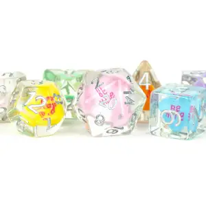 FanRoll 16mm Resin Poly Dice Set Love Dice with heart inclusions
