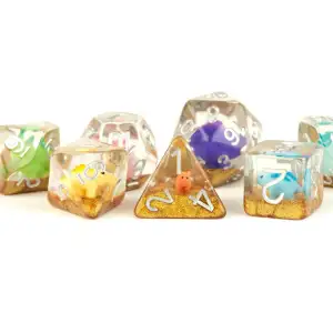 FanRoll 16mm Resin Poly Dice Set Rainbow Dinosaur