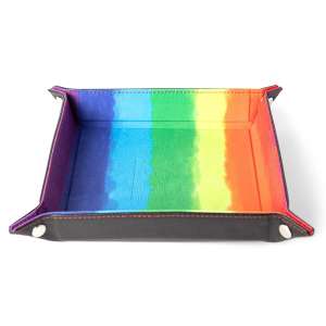 Fanroll Velvet Dice Tray with PU Leather Backing – Watercolor Rainbow Edition