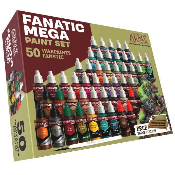 The Army Painter Fanatic Mega Paint Set with 50 acrylic paints and brushes