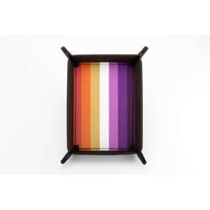 FanRoll Pride Fold Up Velvet Dice Tray with Lesbian Pride Flag colours