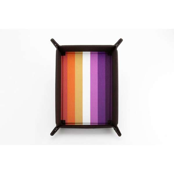 FanRoll Pride Fold Up Velvet Dice Tray with Lesbian Pride Flag colours