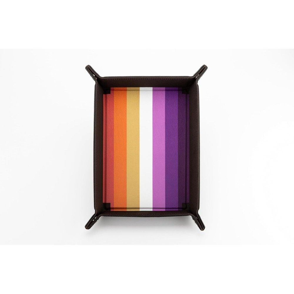 FanRoll Pride Fold Up Velvet Dice Tray with Lesbian Pride Flag colours