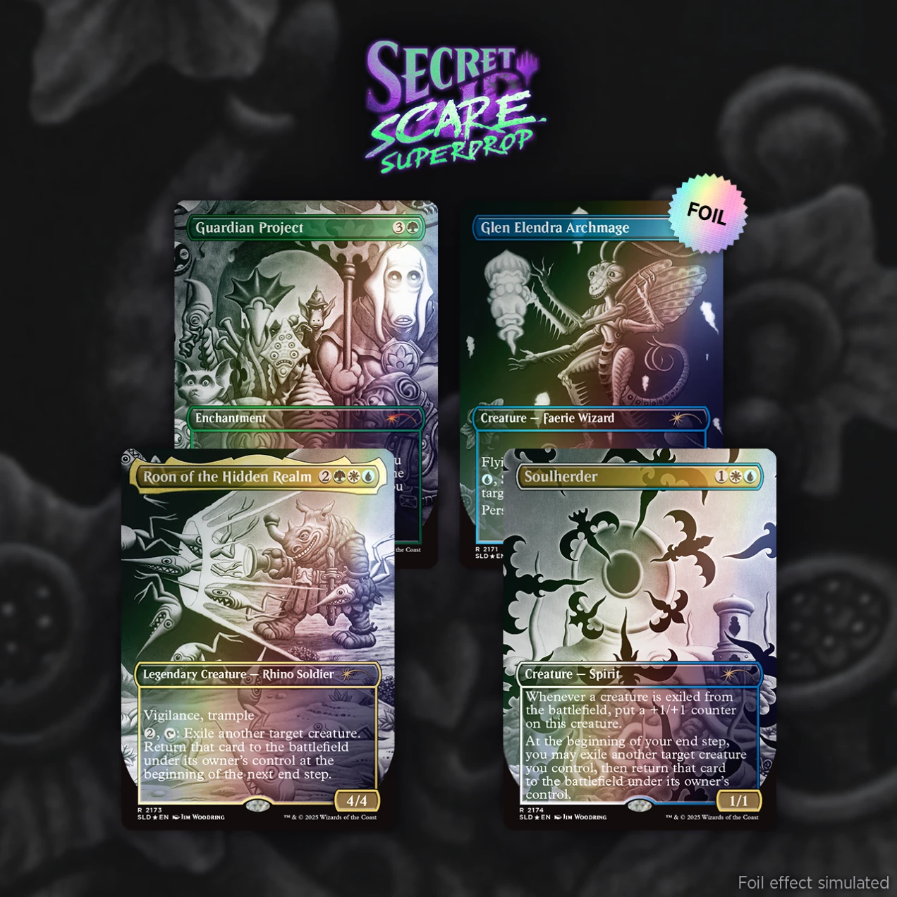 Magic the Gathering Secret Lair Dreaming Darkly Foil Edition cards with shimmering dark art