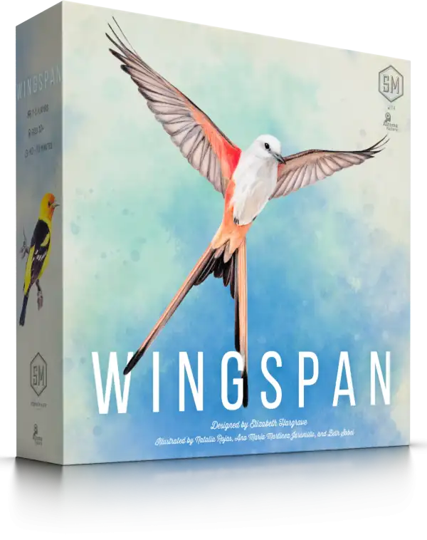 Wingspan board game box featuring illustrated birds